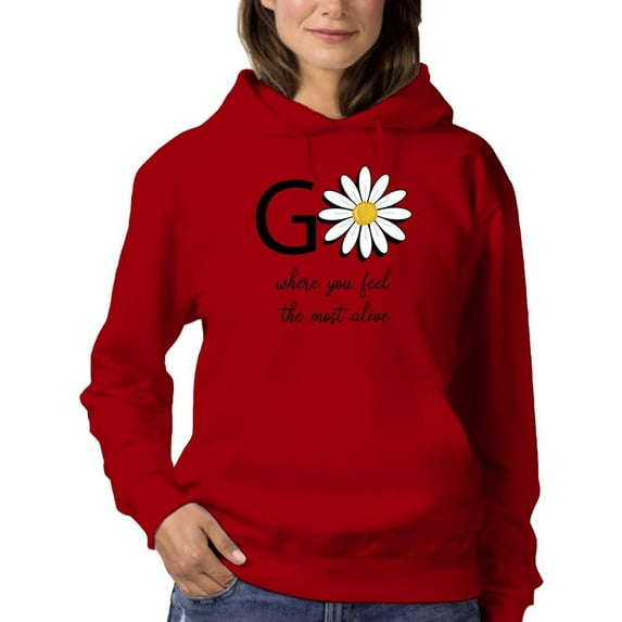 Go Daisies Positive Quote Hoodie Women -Image by Shutterstock, Female Large