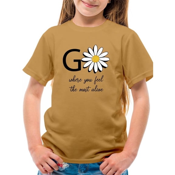 Go Daisies Positive Quote T-Shirt Juniors -Image by Shutterstock,  Medium