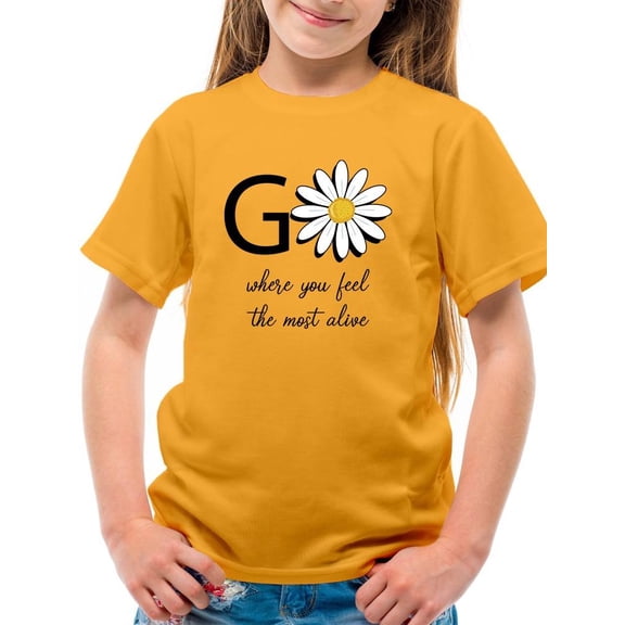 Go Daisies Positive Quote T-Shirt Juniors -Image by Shutterstock, Medium