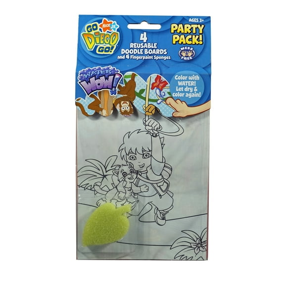 Go Diego Go - 4 Reusable Doodle Boards & 4 Fingerpaint Sponges - Diego from Dora the Explorer