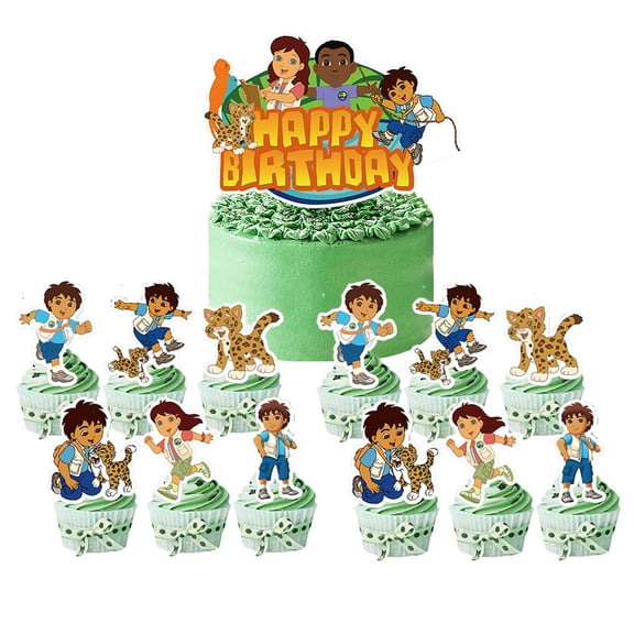 Go Diego Go Cake Topper Cupcake Set Themed Birthday Party Supplies Decoration Decor Kit