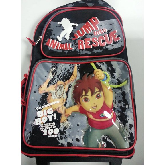 Go Diego Go Large Rolling Backpack (16 Inch) - Jump Into Animal Rescue