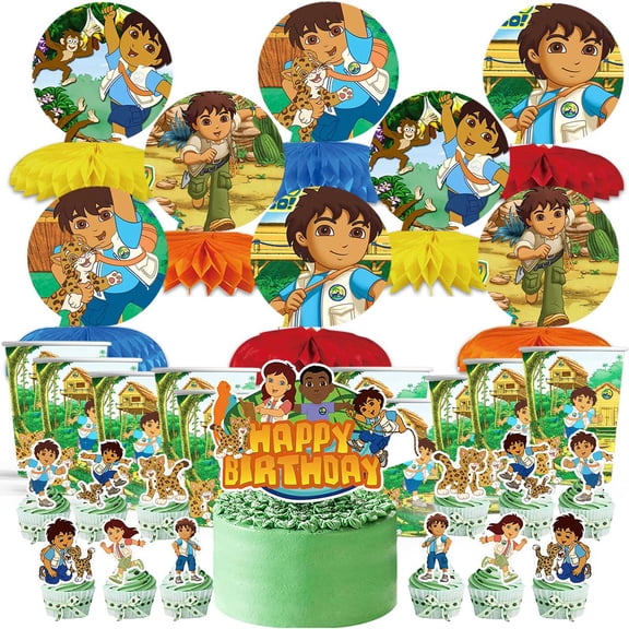 Go Diego Go Party Supplies Decor Cups Fans Decorations Honeycomb Centerpieces Cake Toppers