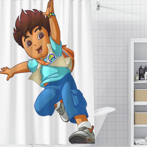 Go Diego Go Shower Curtain 35*70.8 Inches Waterproof And Durable Vivid Patterns Instantly Elevates Bathroom Style