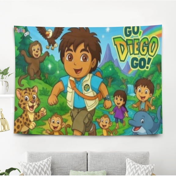 Go Diego Go Tapestry Gift Wall Hanging Backdrop for Room Bedroom Girls Fans Background Banner Party Birthday Supplies Decor