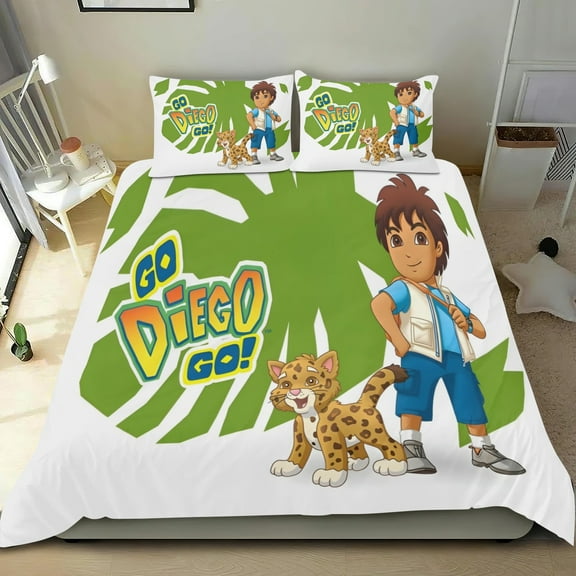 Go Diego Go Themed Bed Sheet Set Three Piece Set 53x79 Inches Comfortable And Skin Friendly Unique Design Creating A Star Studded Night