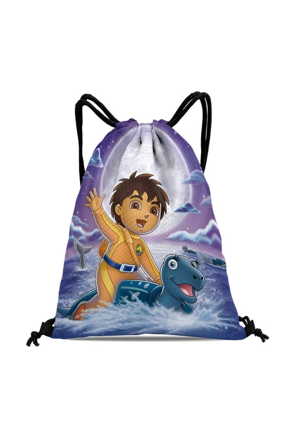 Go Diego Go pattern with drawstring pocket 15.7 * 17.7 inches comfortable fabric fashionable and practical showcasing style