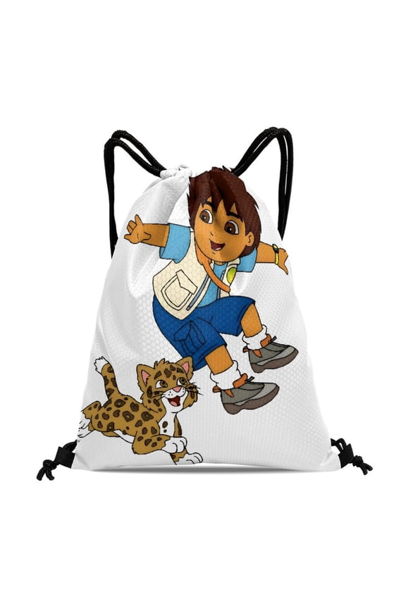 Go Diego Go pattern with drawstring pocket 15.7 * 17.7 inches comfortable fabric fashionable and practical showcasing style
