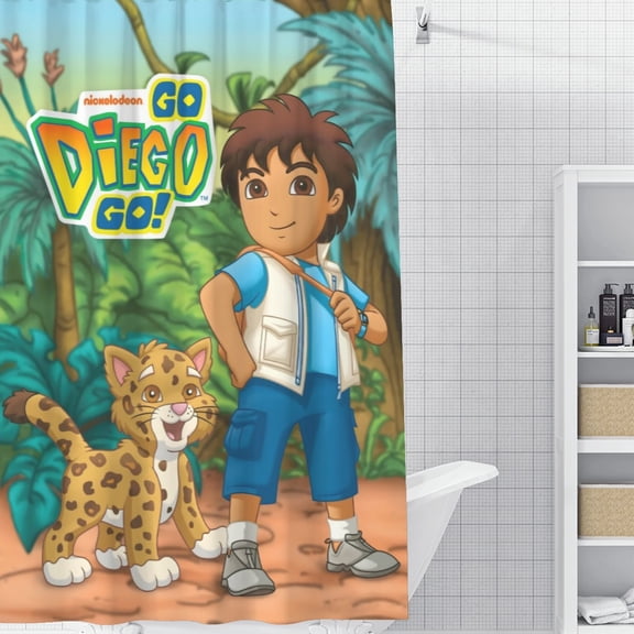 Go Diego Go-theme Bathroom Shower Curtain Home Decor,Bath Curtains Durable Waterproof Bath Curtain , Adluts Girls Boys Bathroom Decor House Gifts 52x71inch130cmX180cm