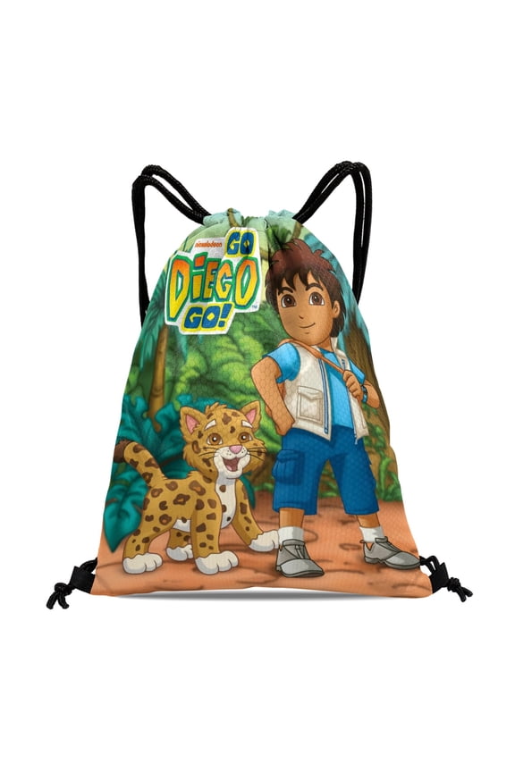 Go Diego Go-theme Drawstring Backpack Sports Gym Bag Water Resistant String Bag Cinch Bag12''X16''30X40cm