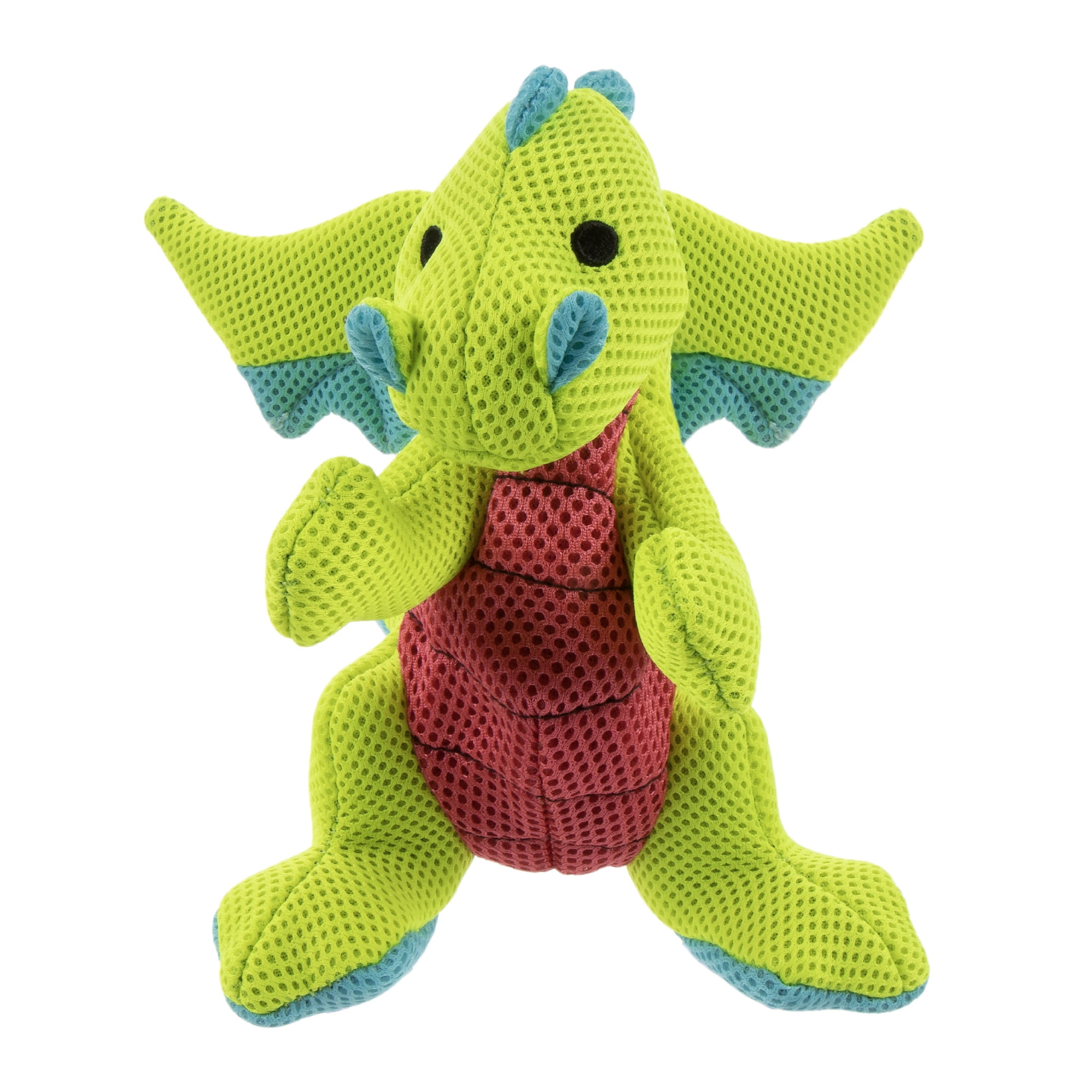 goDog Dragons Double Chew Guard Squeaky Plush Dog Toy, Green, Small