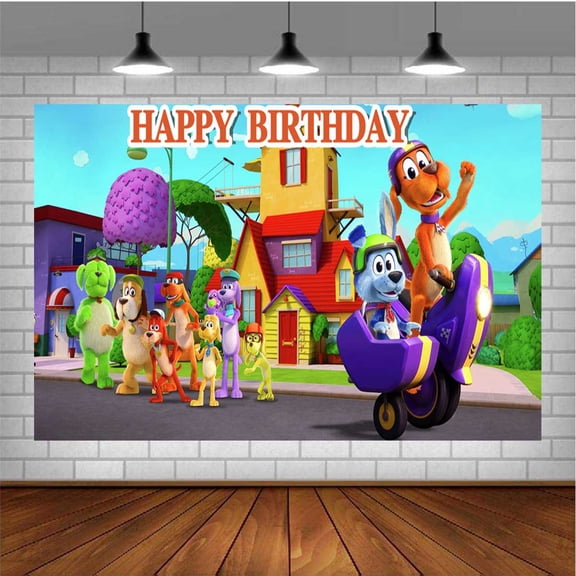 Go Dog Go Themed Birthday Backdrop Banner - Hanging Wall Decor Tapestry for Party Celebrations