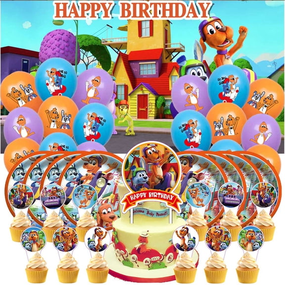 Go Dog Go Themed Birthday Party Decor Set - Balloons, Paper Plates, Cake Toppers, Tableware & 5x2.3ft Backdrop Banner