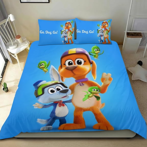 Go Dog Go cotton sheets set, three-piece, comfortable and skin-friendly, distinctive design, ideal home decor gifts, 36x75 in (90*190 cm).