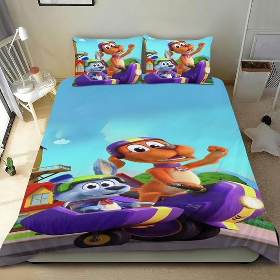 Go Dog Go themed cotton sheet set, three-piece, comfortable, quick-clean fabric, distinctive design, great home decor gifts, 55x79 in (140*200 cm).