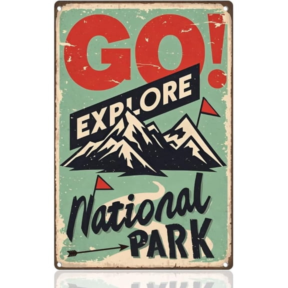 Go Explore Tin Sign Retro Metal Wall Decor 8" x 12" Vintage National Park Explore Adventure Life Wall Art Poster