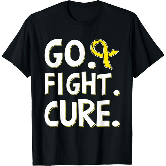Go Fight Cure Gold Ribbon Childhood Cancer Awareness T-Shirt