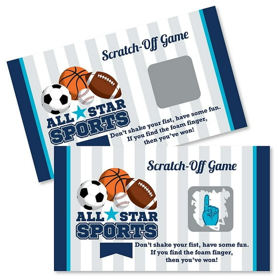 Go, Fight, Win - Sports - Baby Shower or Birthday Party Scratch Off Cards - 22 Count