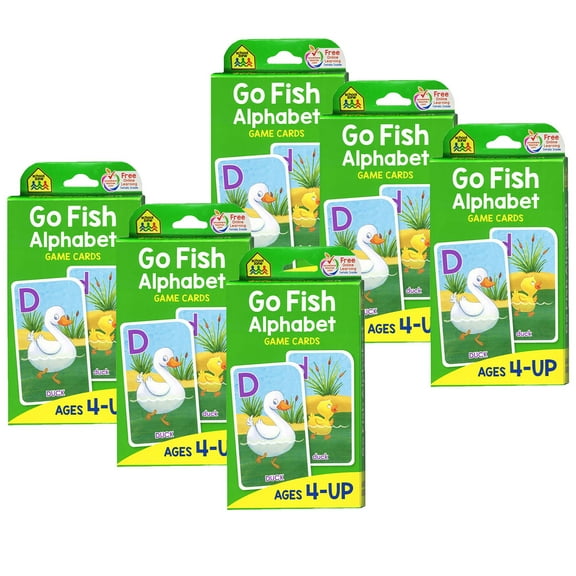 Go Fish Alphabet Game Cards, 6 Packs, by School Zone Publishing