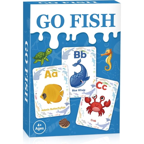 Go Fish Card Games, Educational Alphabet Flash ABC for Family Game Night, Travel Activities, Matching