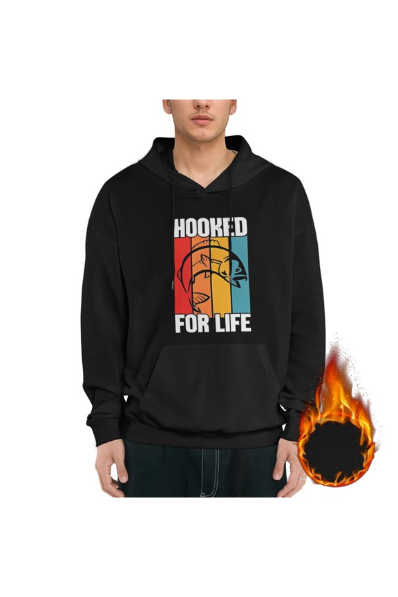 Go Fishing 1 Graphic Hoodies for Men Letter Print Long Sleeve Casual Streetwear Pullover Sweatshirt with Pocket mens Ecosmart Hoodie,Black XXL