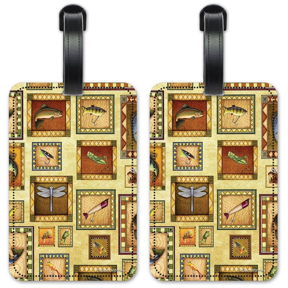 Go Fishing - Image by Dan Morris - Luggage ID Tags / Suitcase Identification Cards - Set of 2