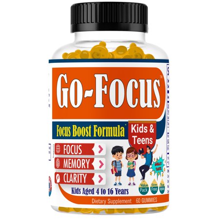 Go Focus Kids Brain Supplement for Memory and Focus Omega 3 Memory Booster for Teens - 60 Gummies