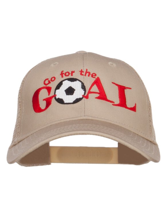 Go For Goal Embroidered Trucker Cap - Khaki OSFM