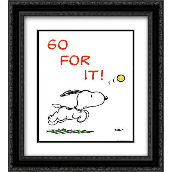 Go For It 2x Matted 20x24 Black Ornate Framed Art Print by Peanuts