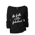 thumbnail image 1 of Go Forth And Be Fabulous Women's Fashion Slouchy 3/4 Sleeves Raglan Lightweight Sweatshirt Black Medium, 1 of 3