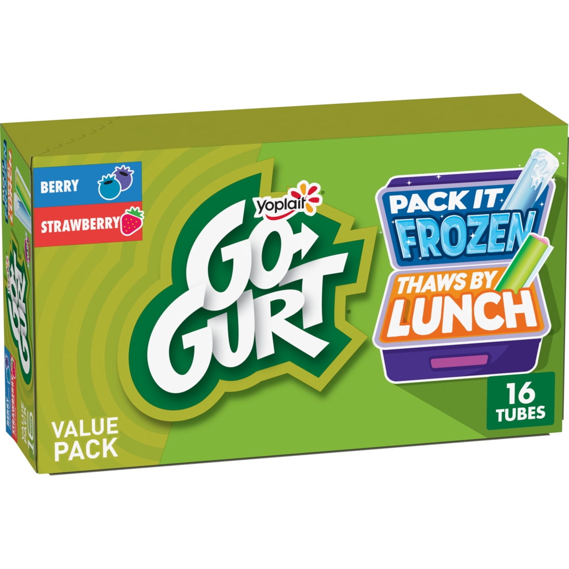 Go-GURT Berry and Strawberry Kids Fat Free Yogurt Variety Pack, 2 oz Yogurt Tubes (16 Ct)
