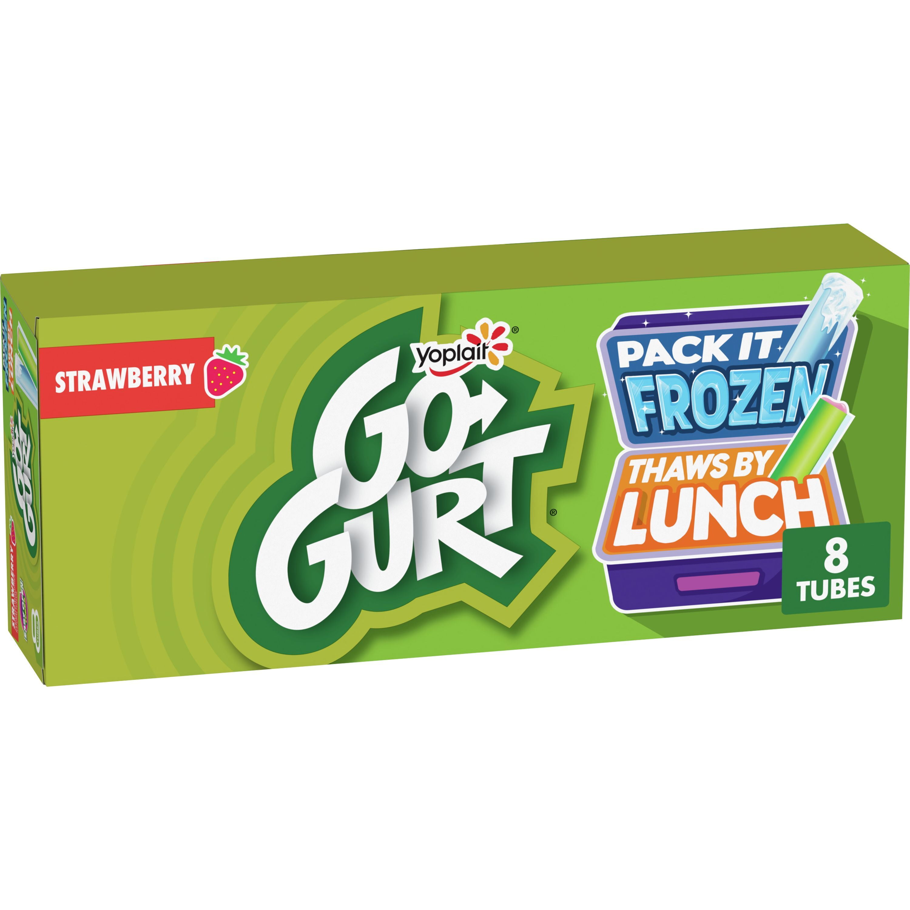 GoGURT Strawberry Kids Fat Free Yogurt, Gluten Free, 2 oz. Yogurt Tubes (8 Count)