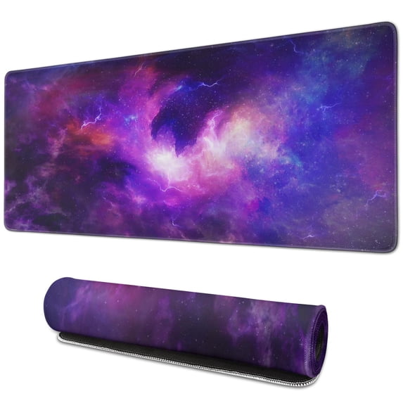 Go Galactic with Gaming Mouse Pad – Large Non-Slip Rubber Base, Dazzling Galaxy Design, Stitched Edges Keyboard Mat & Desk Pad, 31.5x11.8in