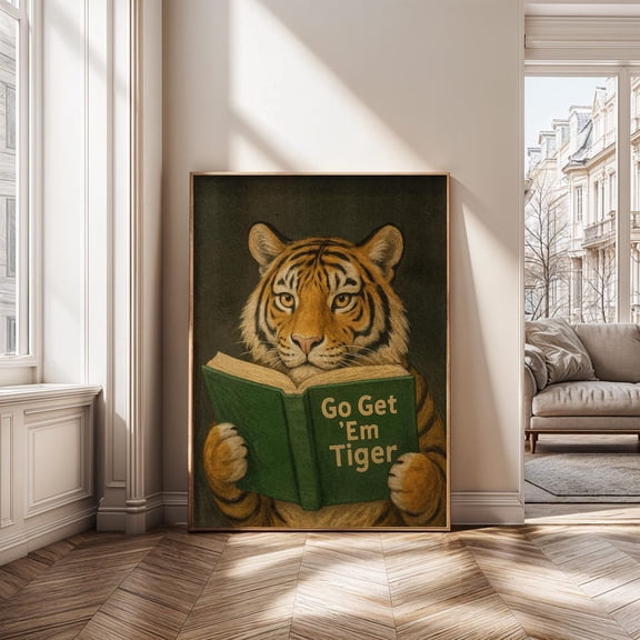 Go Get ’Em Tiger Wall Art – Motivational Tiger Poster, Animal Poster, Inspirational Quote Decor, & Poster Home Decor, 24x36 UNFRAMED