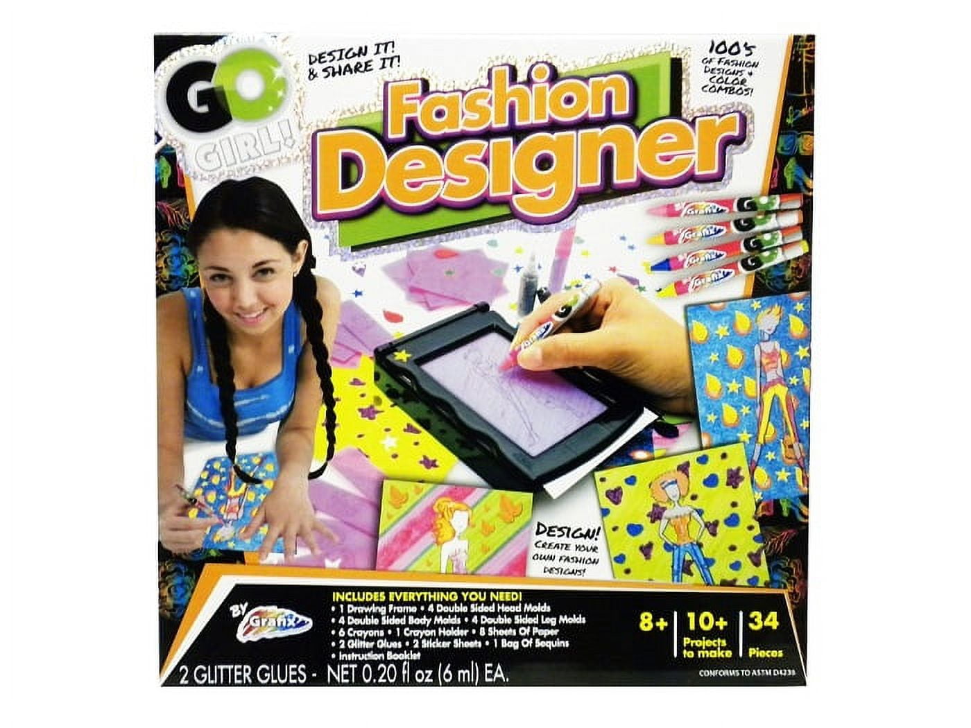 Go Girl! Fashion Designer Draw and Color Art Kit, 34 Pc.