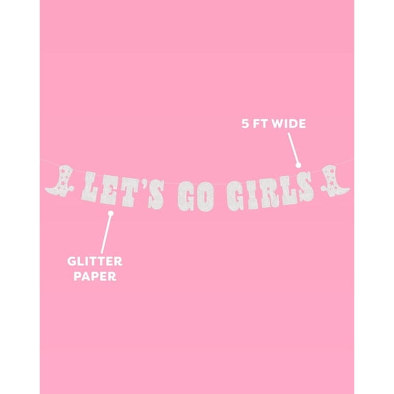 Let's Go Girls Glitter Banner - Silver, 5 Ft. | Bachelorette Party Decorations, Cowgirl Birthday, Last Rodeo Backdrop, Nashville, Cow Rodeo Theme$$Electronics Accessories