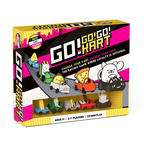Go Go Go Kart Racing Board Game by Taco Cat Games Tabletop Family Racing Game for Kids, and Adults Fast-Paced Card-Driven Movement Game 2-7 Players Ages 7+ (Walmart Exclusive)