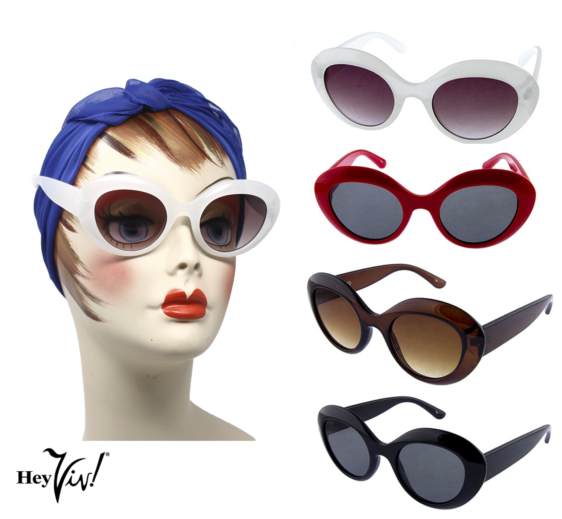 New Retro 1960s Two-Tone Color Oval Sunglasses white and pink Oval Acetate Sunglasses in Pink | Designer Sunglasses by  main image 4
