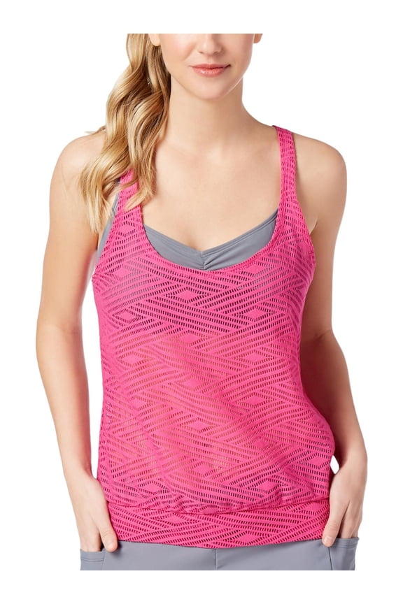 Womens Crochet Layered Tankini Swim Top