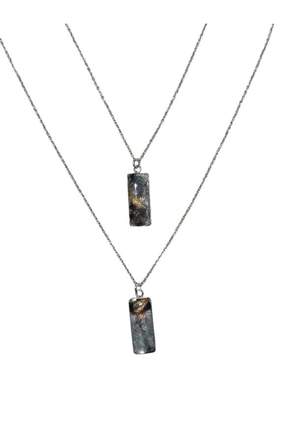 Go Gray Brain Cancer Awareness Rectangle Pendant Necklace