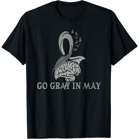 Go Gray In May Brain Cancer Tumor Awareness Feather T-Shirt