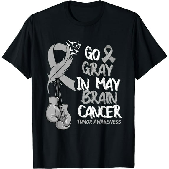 Go Gray In May Brain Tumor Cancer Awareness Day Grey Ribbon T-Shirt