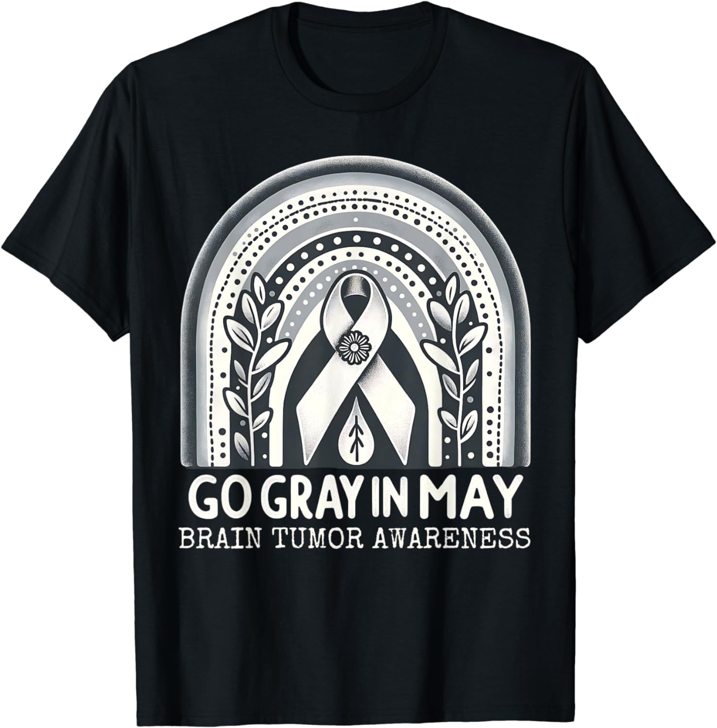 Go Gray In May Rainbow Tee Brain Cancer Tumor Awareness T-Shirt ...