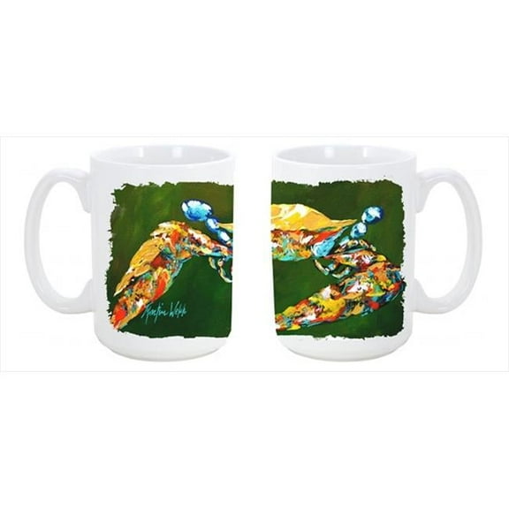 Go Green Crab Dishwasher Safe Microwavable Ceramic Coffee Mug 15 oz.