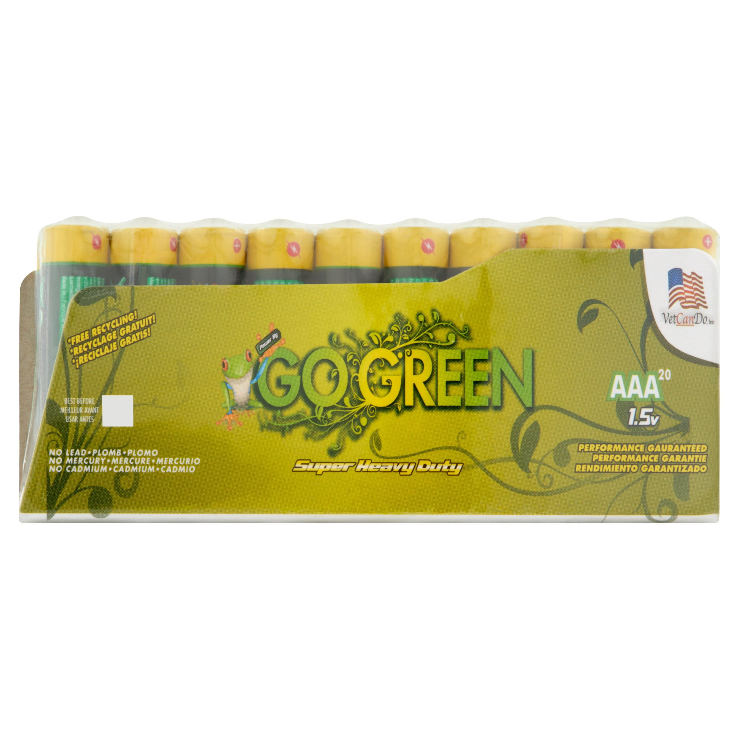 Go Green Heavy Duty AAA Batteries, 20 Count