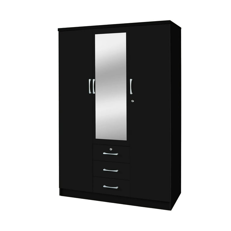 Go Green Woods 3 Door 3 Drawer with Mirror Wardrobe