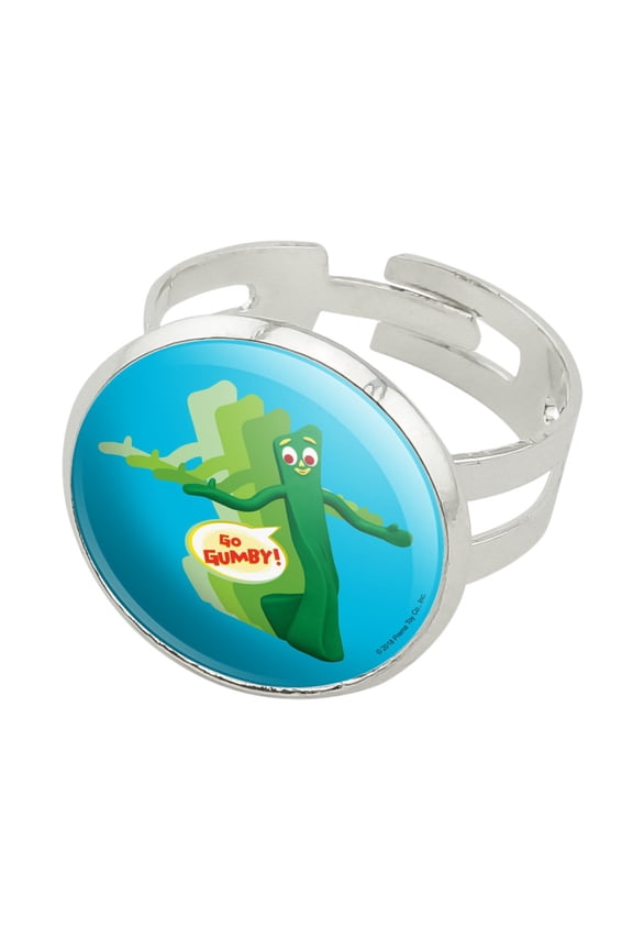 Go Gumby Silver Plated Adjustable Novelty Ring