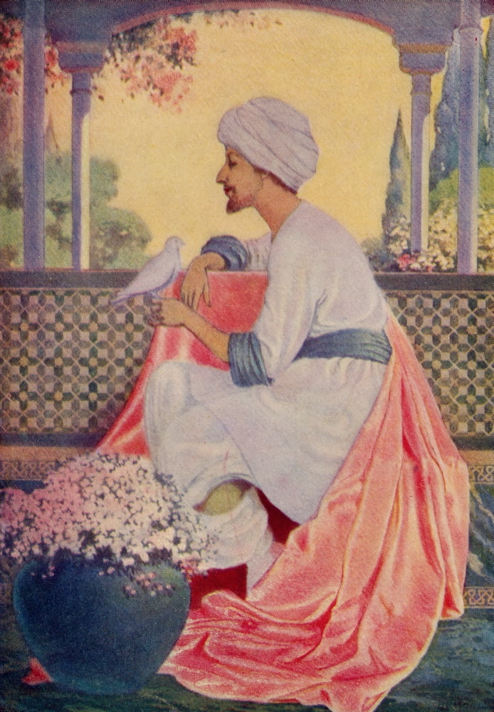 Go Happy Bird Said He Illustration By George Hood 1869 To 1949 From Legends Of The Alhambra By Washington Irving Published By Lippincott 1910 Canvas Art - Ken Welsh Design Pics (24 x 34)
