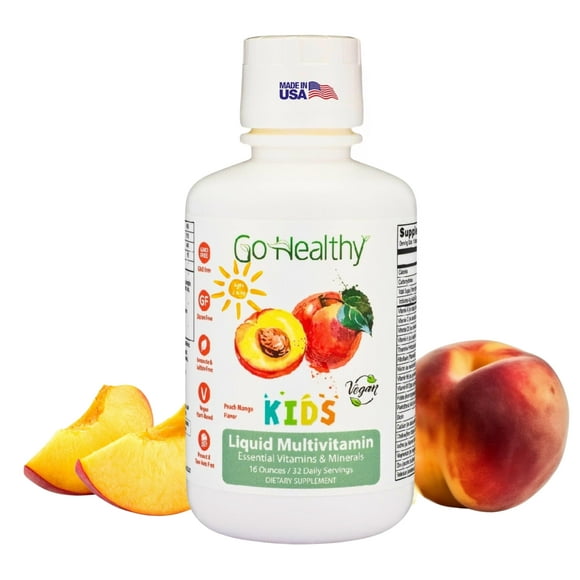 Go Healthy Kids Liquid Multivitamin - Vegan Vitamin Supplement Supports Children's Growth, Development & Immune Health, Ages 1 & Up, 32-64 Servings (1/2-1 Tablespoon/Day)