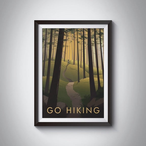 Go Hiking Art Print Thru Hike Outdoor Adventure Vintage Travel Poster Wall Art Print Gift Camping Nature Mountains Climbing Trail